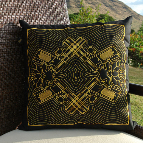 Lotus Hawaiian Quilted Pillow